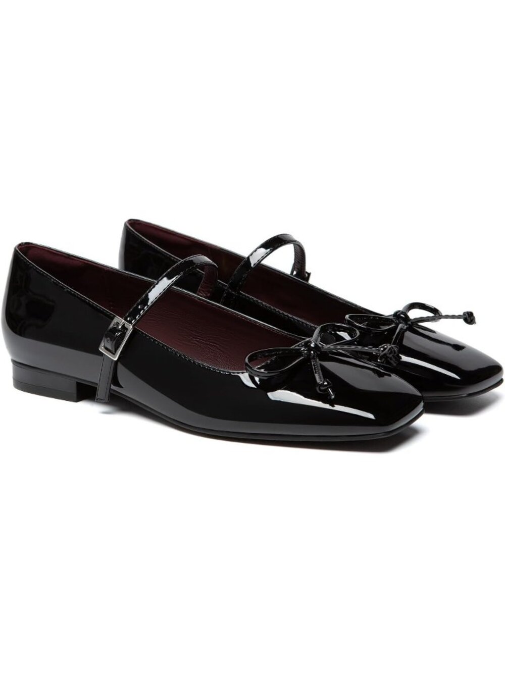 Women's Mary Jane Flats Square Black Toe Ballet Flats Shoes with Buckle Strap - Picture 4 of 6